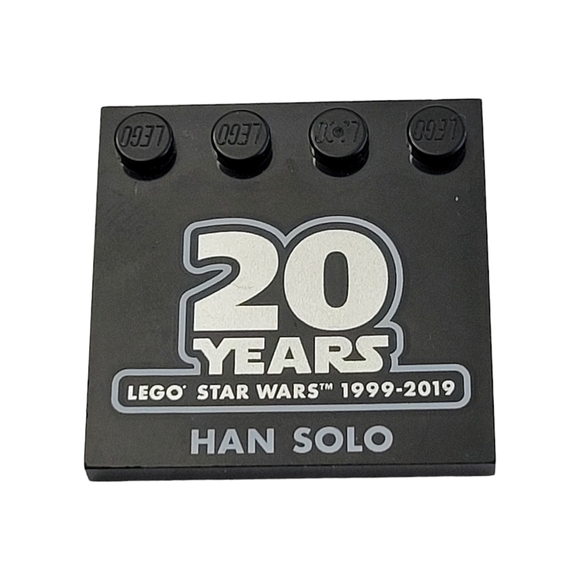 Lego Star Wars '20 Years Han Solo Tile W Studded Edge #7-05 6179 Black 1999-2019 - Picture 1 of 4